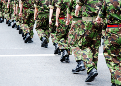 Armed forces personnelle marching