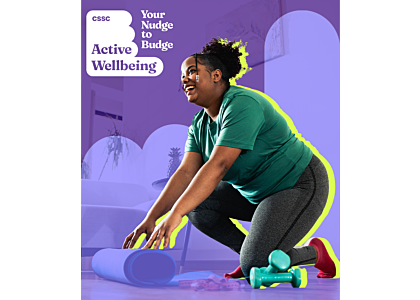 A lady rolling up a roll mat