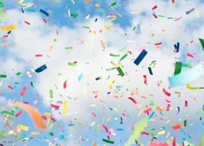 Confetti flying in the sky