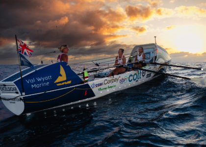 Photo by World's Toughest Row. Rachel Smillie and teammates celebrating
